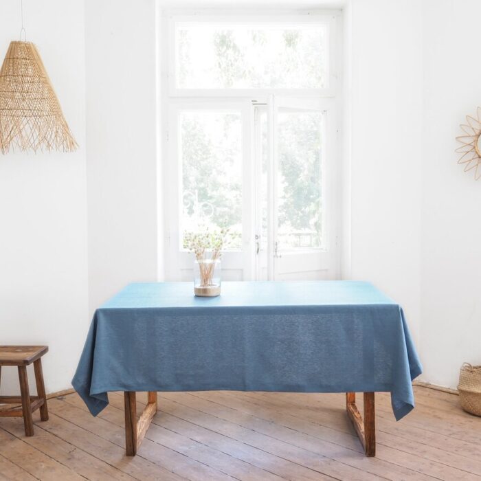 Blue Linen Tablecloth